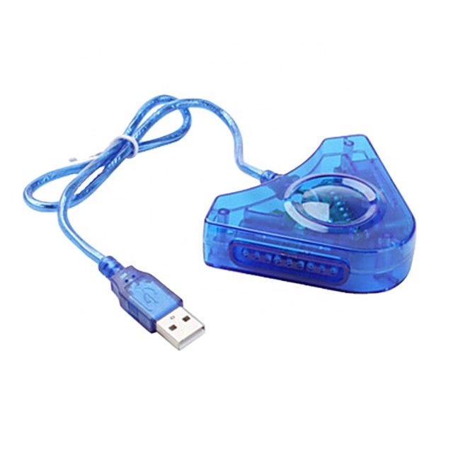 USB Dual Player 1 to 2 Triangle Connection Adapter for PS2 Controller Converter Adapter Cable for PS2 PC USB Game CD Driver