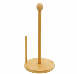 अनुकूलित लोगो बांस रसोई और बाथरूम ब्रैकेट बहुक्रियाशील सुविधा वर्ग लकड़ी के कागज रोल और ऊतक धारक - Product Image 1