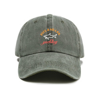 Gorra de Béisbol Vintage Lavada y Desgastada, con Estampado de Letras de Tiburón, Estilo Desestructurado de 6 Paneles, para Hombre y Mujer, Todas las Temporadas, OEM