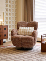 Fauteuil pivotant en tissu rayé rétro, fauteuil de salon rembourré, canapé individuel pour salon, lecture