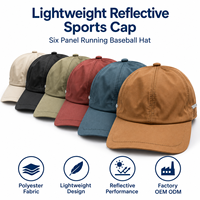 Casquette de sport réglable en polyester à six panneaux, légère, réfléchissante, respirante et anti-transpiration, idéale pour l'entraînement et la course à pied, personnalisable en usine.