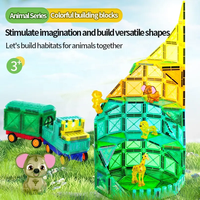 120-Piece Mainan Puzzle Edukatif Balok Bangunan Magnetik Logam & Plastik Bertema Hutan Hidupan untuk Anak-Anak