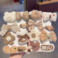 Épingle à cheveux fleur amour pour enfants 9 pièces/ensemble épingle à cheveux mignonne en peluche nouvelles filles bébé frange épingle à cheveux Plaid papillon pince à cheveux casque