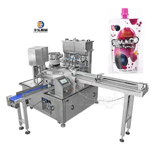 Automatic Rotary Liquid Detergent Tomato Spout Bag Doypack Standup Pouch Paste Packing Filling Capping Machine For Liquiid