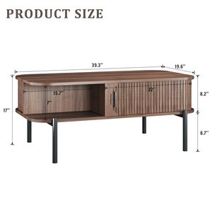 Hot Sale <strong>Walnut</strong> <strong>Coffee</strong> <strong>Table</strong> 39.4" Modern <strong>Coffee</strong> <strong>Tables</strong> for Living Room with Storage Open Shelf - Product Image 2