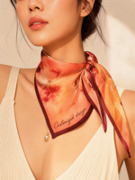 En gros Foulard fin en satin de soie, long et étroit, à imprimé floral, ruban pour cheveux, bandeau mode femme, foulard pour queue de cheval