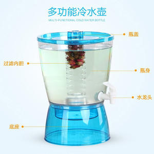 Kangjiahao Double Layer Water Pitcher 6.5L13L With Faucet For Cold Water And Juice Dispensing Blue Green <b>Red</b> - Product Image 4