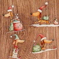 JAI IMAN 48 pièces Autocollants personnalisés en PET transparent pour scrapbooking, thème Noël Teckel, auto-adhésifs