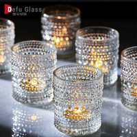 Support de bougie cylindrique en verre gaufré coloré, 8 oz, avec couvercle en alliage de zinc, boîte cadeau de Noël, logo sérigraphié – Offre Spéciale