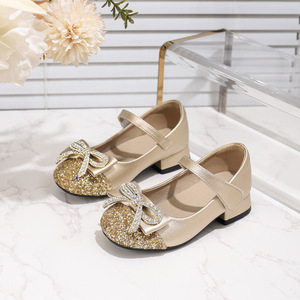 Scarpe da Principessa con Tacco Alto per Bambine, Tomaia <span class=keywords><strong>in</strong></span> Microfibra, Chiusura con Velcro, Traspiranti, Lunghezza Media Polpaccio, Scarpe Primaverili per Bambini 2025 Nuove - Product Image 1