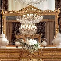 Haut de gamme baroque rétro luxe Royal salle à manger en bois massif sculpture or avec miroir armoire de rangement taille personnalisée