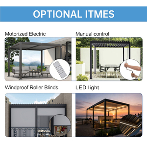 Pergola bioclimatique en aluminium avec LED - Gazebo moderne résistant aux intempéries pour jardin, bord de piscine et espaces extérieurs tropicaux - Product Image 3