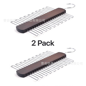 Porte-cravates en bois avec 20 crochets pour écharpes et ceintures, organisateur multifonctionnel avec crochets en acier inoxydable - Product Image 4