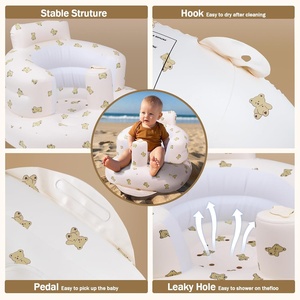 Assento Inflável Moderno e Seguro para Bebês com Design de Urso para Bebês de 4 a 12 Meses, Uso no Verão em Casa, Cozinha, Quarto e Banheiro - Product Image 2