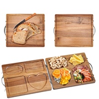 Planche à découper multifonctionnelle en bois d'acacia, petite, pliable, avec rainure pour les jus, planches à découper personnalisées