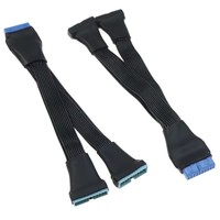 Dropship doble puerto USB 3,0 Tipo de Panel de montaje de tornillo hembra a placa base 19 pines/20 pines Cable plano Y divisor 1 a 2 DIY