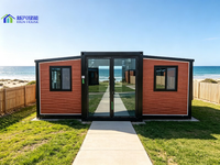 Maison conteneur extensible de 20 pieds en bois fini, style minimaliste, pour chambre d'hôtes en milieu rural japonais