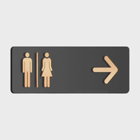 Panneau de signalisation moderne en acrylique pour toilettes, plaque de porte de toilettes, flèche directionnelle, logo personnalisé