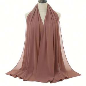 Pañuelo árabe para mujer, hiyab, chifón de alta calidad, colores sólidos, personalizable, otoño, largo, moda económica, musulmán, China - Product Image 4