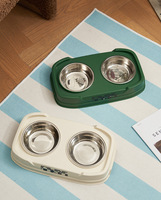 Gamelle double surélevée pliable pour animaux de compagnie, réglable sur trois niveaux de hauteur, protection du cou, antidérapante, en acier inoxydable, pour chiens et chats