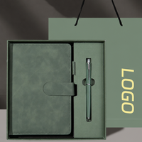 Coffret Cadeau d'Entreprise : Carnet et Stylo Gris Fumé, Suite Cadeau d'Affaires, Journal en Cuir Noir, Stylo Métallique pour Cadeau de Réunion d'Employés