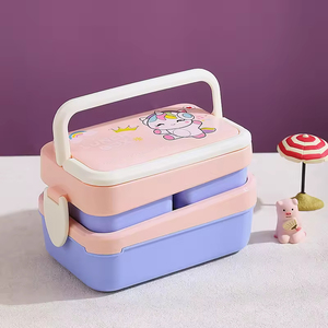 กล่องอาหารเด็กแบบสองชั้น 1.5 ลิตร ป้องกันการรั่วซึม ใช้กับไมโครเวฟได้ สำหรับเด็กนักเรียน พร้อมช้อนส้อม - Product Image 6