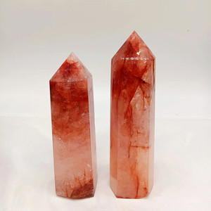 Torre de cristal rojo de cuarzo con fuego Natural, cristales curativos, varita de punto - Product Image 4