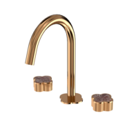 Robinet de lavabo de luxe en laiton massif à 3 trous, mitigeur chaud/froid à double poignée, finition dorée pour salle de bain de villa