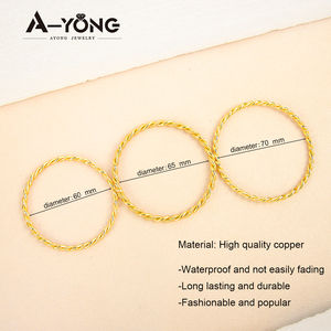 Original Desig Wedding Twist <b>Rope</b> Stackable <b>Bracelet</b> 21k Gold Plated Dubai Simple Cuff Bangles for Women Party - Product Image 6