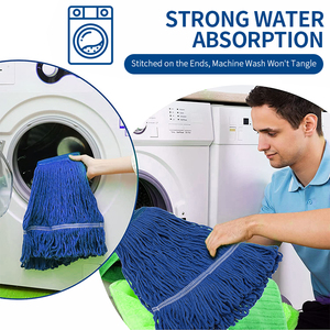 Tête de balai Kentucky robuste en fil de <span class=keywords><strong>coton</strong></span> recyclé pour outil de nettoyage de qualité commerciale avec clip de fixation - Product Image 3