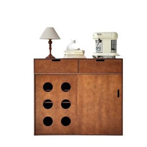 Solid Wood <b>Sideboard</b> Cabinet With Perforated Door <b>Storage</b> For Living Room And Dining Space - Product Image 5
