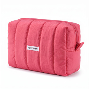 Cosmetic <b>Bags</b> Quilted Puffy Tube Padded Makeup Pouch Ivory Rose Red <b>Cobalt</b> <b>Blue</b> T/C Custom Logo OEM BSCI - Product Image 3