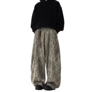 American Retro Leopard Print Scimitar Wide-Leg Low Waist High Street Loose Casual Spring Autumn Cool Workwear <b>Jeans</b> - Product Image 5