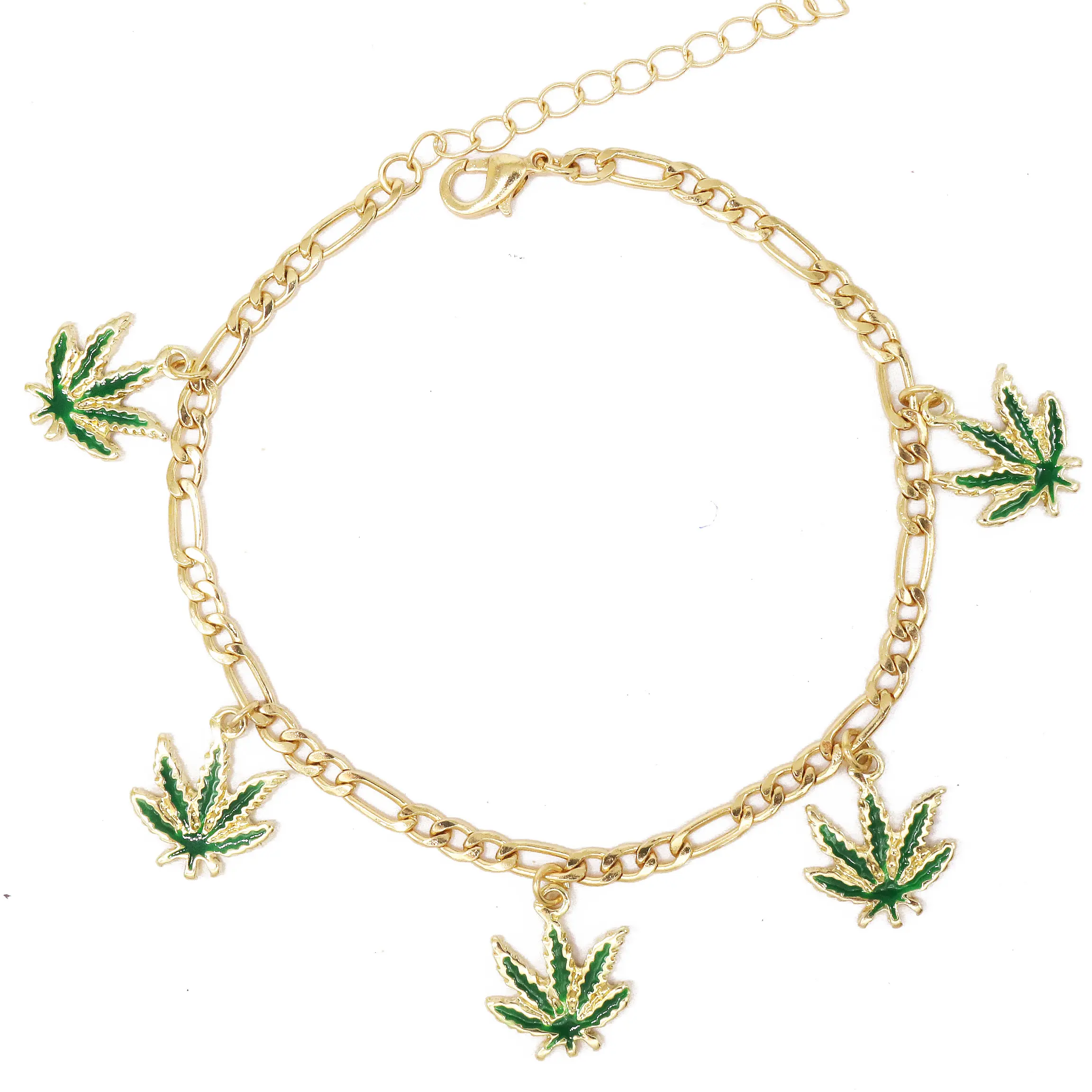 Gaby gold filled anklet tennis anklet maple Leaf Charm bracelet anklets pot leaf foot jewelry wholesale body jewelry