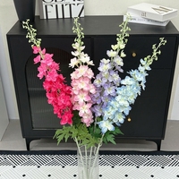Fleurs artificielles en delphinium floqué, tiges florales en soie pour la décoration de mariage, la décoration de la maison, l'affichage d'événements