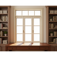Fenêtre pliante horizontale en bois recouvert d'aluminium de style postmoderne avec écran à persiennes en acier inoxydable pour cuisine de maison passive