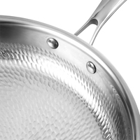 Wajan Penggorengan Tri-ply Titanium Baru, Bebas Racun, Bebas PTFE & PFOA, Wajan Berpola Palu, Anti Gores, Anti Lengket untuk Memasak