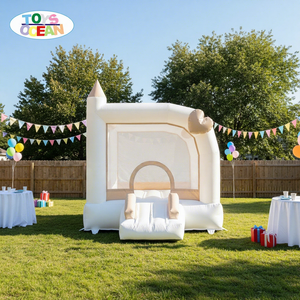 Château <span class=keywords><strong>gonflable</strong></span> commercial blanc pour enfants, équipement de jeu souple, trampoline - Product Image 1