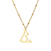 Collar con Inicial de Letra de Amor, Joyería Minimalista Vintage, Hipoalergénico, Chapado en Oro de 18K, Acero Inoxidable 316L, Unisex