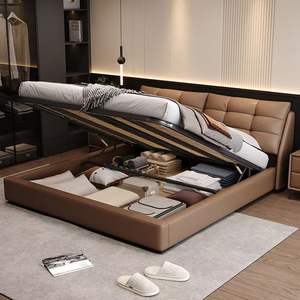 Modern Minimalist Solid Wood Frame Leather <strong>Bed</strong> 1.8m High Box Storage Multifunctional Small Apartment Bedroom - Product Image 4