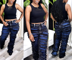 2025 pantaloni in Denim strappati a vita alta da donna pantaloni in Denim a righe a vita alta da donna pantaloni leggeri Patchwork Slim - Product Image 6