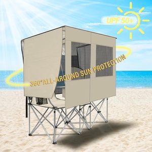 เก้าอี้พับแบบพกพาสำหรับกิจกรรมกลางแจ้ง ปิกนิก ตกปลา ตั้งแคมป์ สวน ชายหาด พร้อมถุงเก็บความเย็น ป้องกันแสงแดด UPF 50+ แบบสองที่นั่ง - Product Image 5