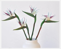 Fleur artificielle de Strelitzia (Oiseau de paradis) à longue tige en caoutchouc pour la décoration intérieure DIY, les thèmes de fête de Noël et de Pâques