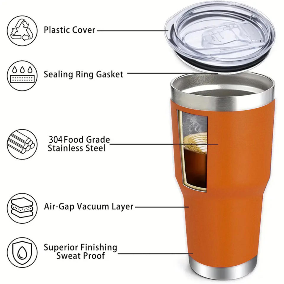 30oz Double Wall Stainless Steel Vacuum Insulated Eco-Friendly Tumbler ...