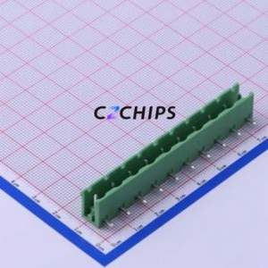 DB2ER-7.62-10P-GN Plug-in Terminal Block Bent Lead Through Hole,P=7.62mm Board-to-Board / Socket - Open 1x10P 7.62mm Green - Product Image 1