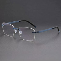 Lunettes de vue rectangulaires en titane sans monture, verres optiques sans bords, monture carrée, adaptées aux visages en forme de losange, pour hommes et femmes