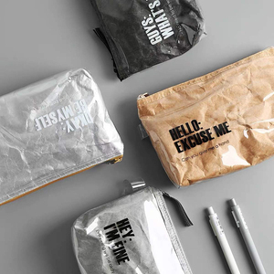 Custodia cosmetica per trucco in carta Kraft lavabile impermeabile multifunzione leggera <span class=keywords><strong>Tyvek</strong></span> con pellicola in PVC - Product Image 2