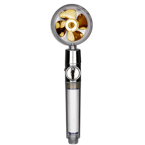 Pommeau de douche pressurisé à économie d'eau, rotation à 360°, double turbo, avec ventilateur à hélice pressurisée, accessoires de salle de bain - Product Image 1