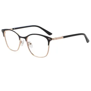Moda dos tonos ceja marco de metal templos gafas ópticas gafas