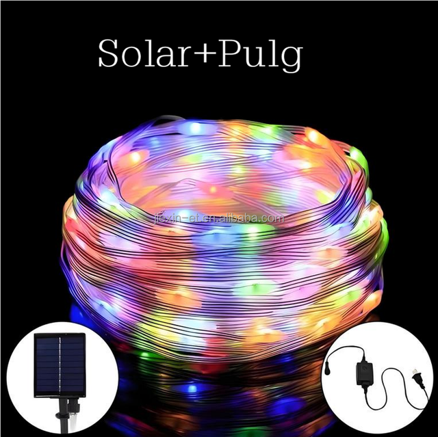 8 Modes 100 LED Solar Fairy Lights Outdoor Waterproof Backlight Fairy Copper Wire String Light